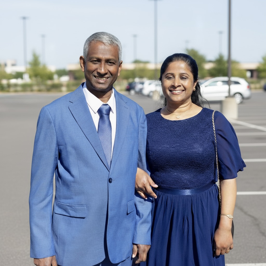 Nirmalan Pararajasingham und seine Ehefrau.